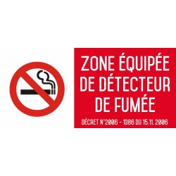 Autocollant vinyl - Zone équipée de détecteur de fumée - L.200 x H.100 mm
